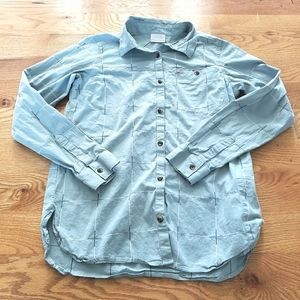 Columbia Long‎ Sleeve Casual Button Down, Light Blue with Stripes, Women's Small